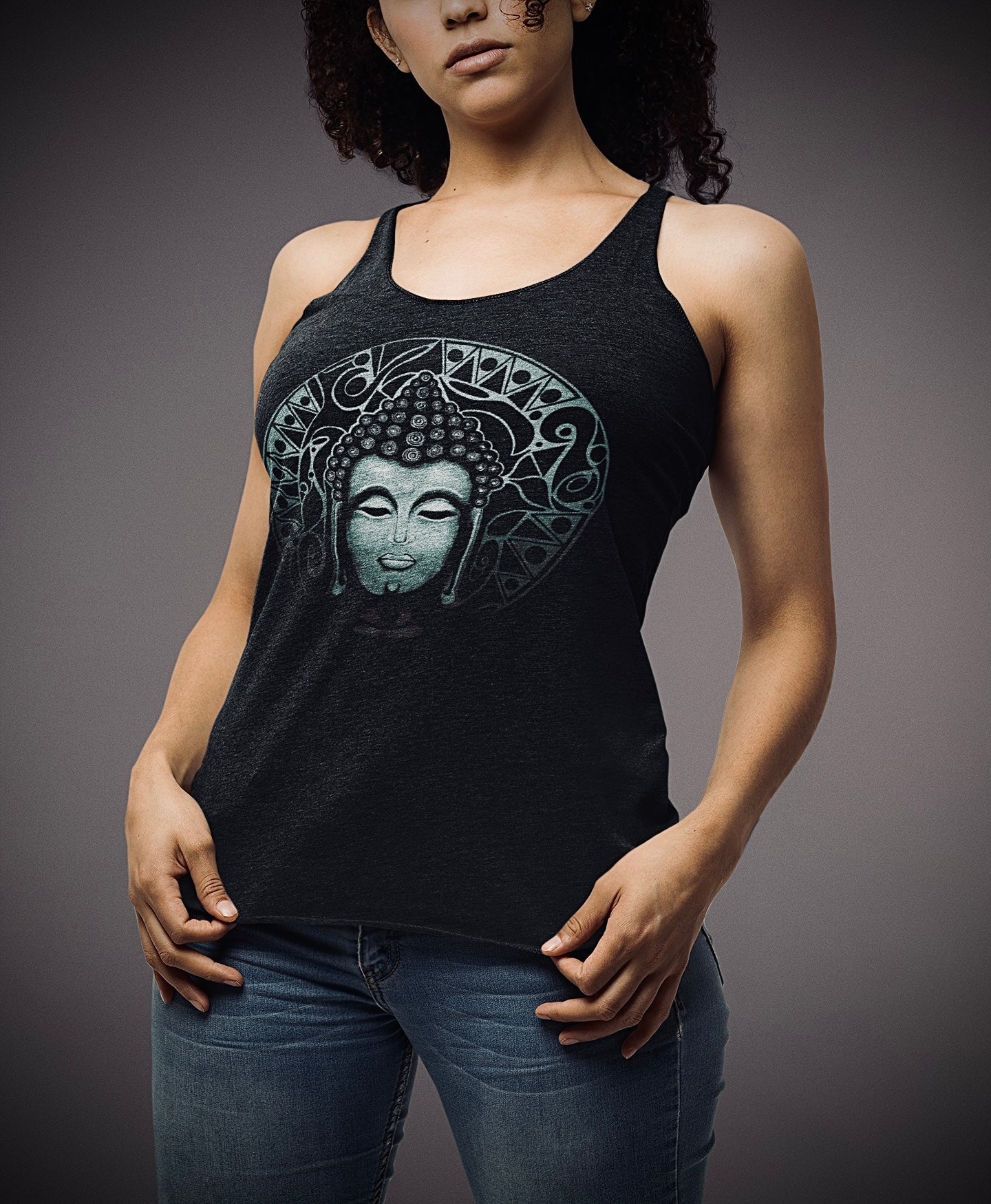 Buddha (Noir) - Women's Racerback Tank - Vintage Black