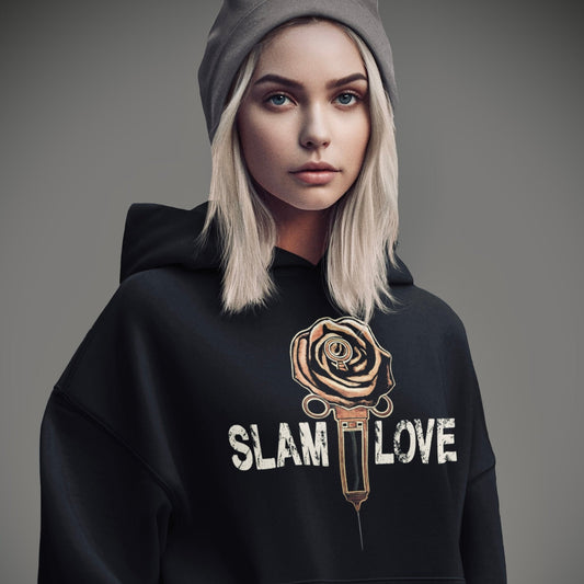 Slam Love (Gold) Front - Overcast Black Hoodie