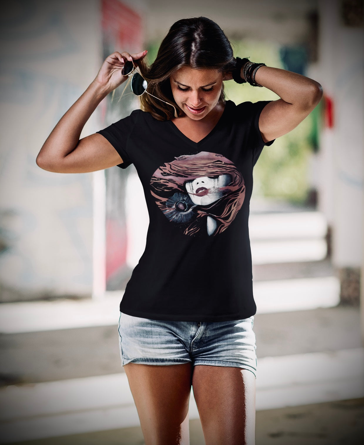 Fire - Unisex Short Sleeve V-Neck Tee