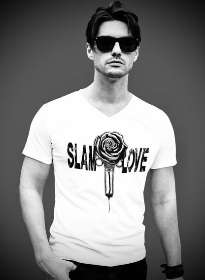 Slam Love (Noir) - Unisex Short Sleeve V-Neck Tee