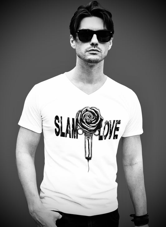 Slam Love (Noir) - Unisex Short Sleeve V-Neck Tee