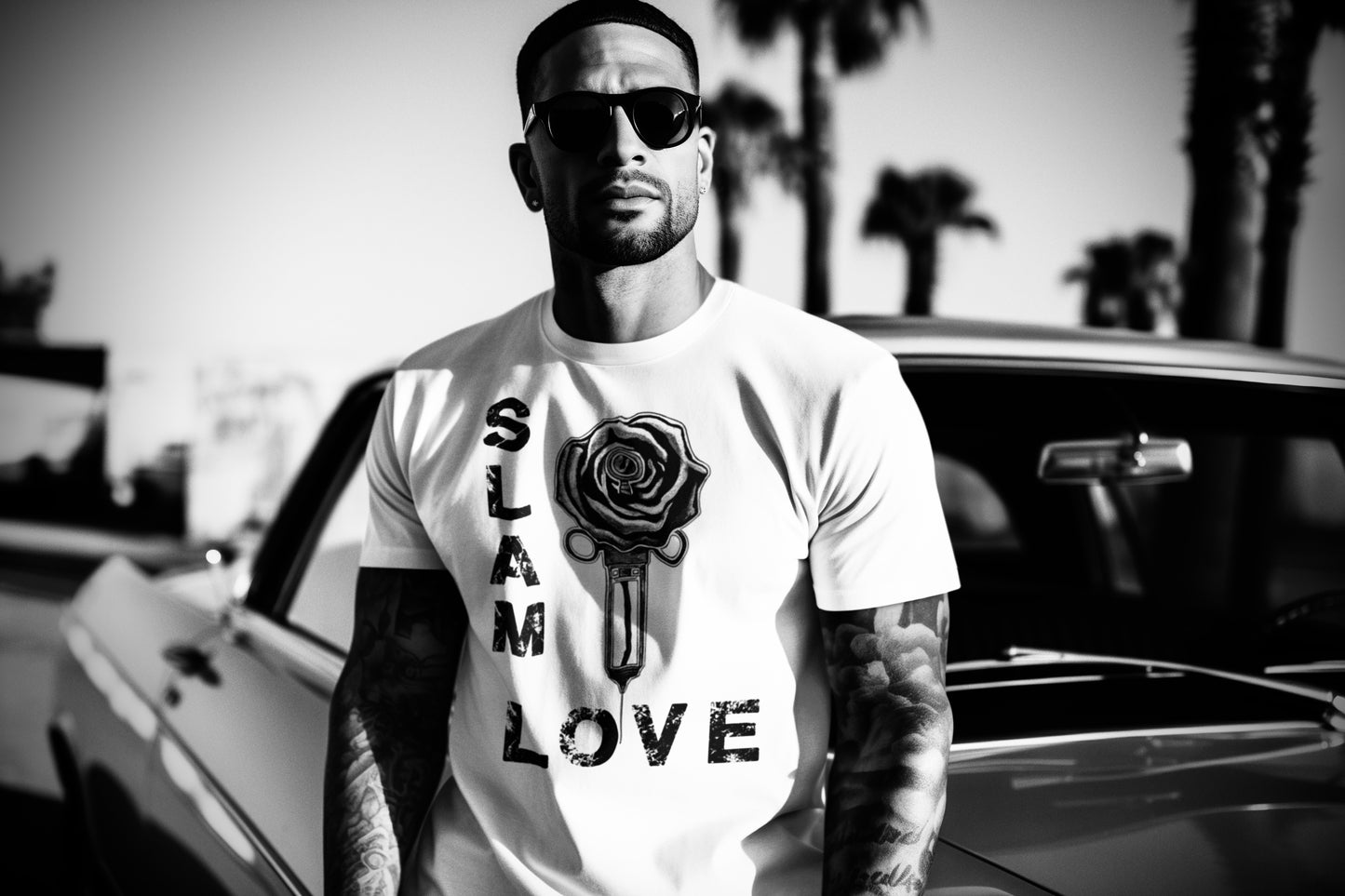 Slam Love (Noir) Unisex Short Sleeve - White Tee