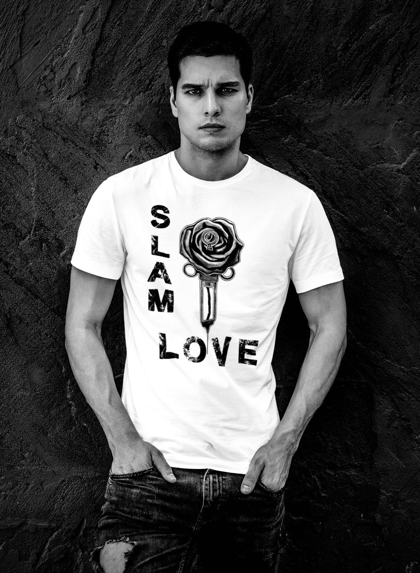 Slam Love (Noir) Unisex Short Sleeve - White Tee