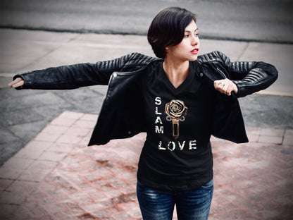 Slam Love - Gold Rose - Unisex Short Sleeve V-Neck Tee