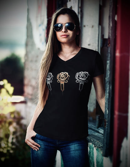 3 Roses - Unisex Short Sleeve V-Neck Tee