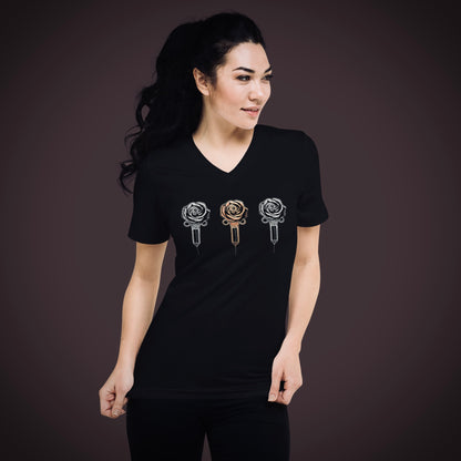 3 Roses - Unisex Short Sleeve V-Neck Tee