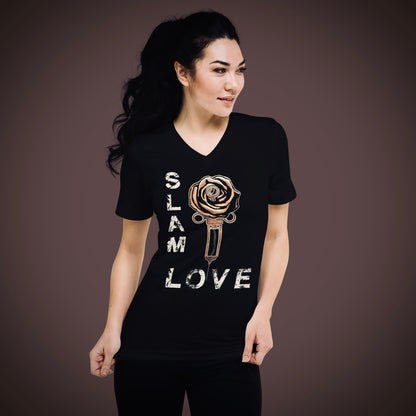 Slam Love - Gold Rose - Unisex Short Sleeve V-Neck Tee