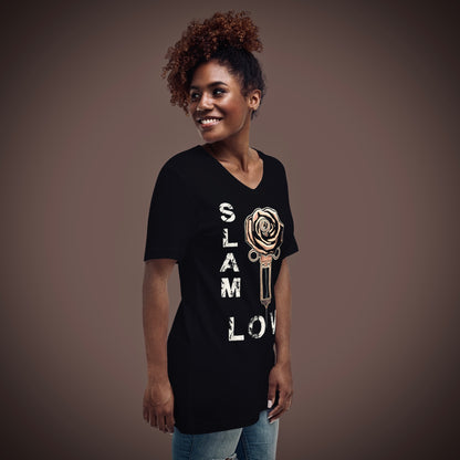 Slam Love - Gold Rose - Unisex Short Sleeve V-Neck Tee