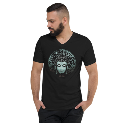 Buddha (Noir) - Unisex Short Sleeve V-Neck Tee